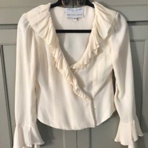 Carolina Herrera Silk Ruffle Bell Sleeves Blouse